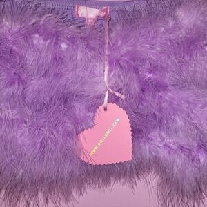 Dollskill Marabou Feather Boa Purple Crop Top NWT